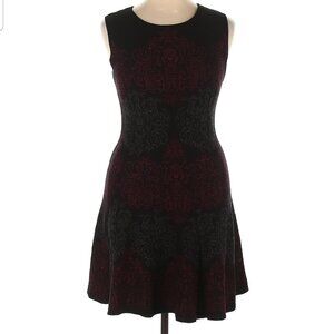 Max Studio sleeveless floral knit dress with red grey details women size XL (315